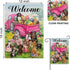 Home Decorative Welcome Easter Eggs Pink Truck Dog Garden Flag, Country Puppy House Yard Daffodil Tulip Daisy Flowers Outside Decoration, Spring F...