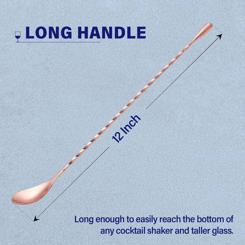2 Pcs 12 Inches Bar Spoon, Long Handle Mixing Stirrers for Drink, Briout Stainless Steel Bar Cocktail Shaker Spoon, Rose Gold...