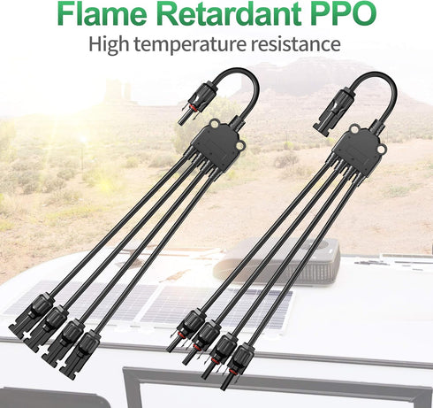 OYMSAE Solar Y Branch Connectors Solar Panel Parallel Connectors 1 to 4 Solar Adapter Cable Plug Tool Kit (M/FFFF, F/MMMM)...