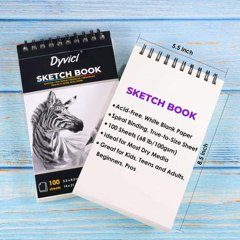Dyvicl Sketch Pad 5.5"x8.5" Sketch Book, 100 Sheets (68 lb/100gsm), Spiral Sketchbook Acid Free Drawing Paper for Kids Adults Beginners Artists...