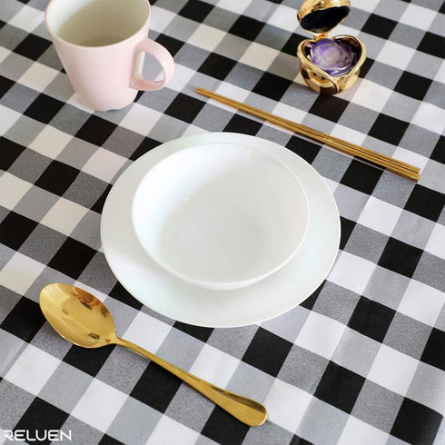 Buffalo Plaid Tablecloth 35 ? 35" - Black and White Checkered Tablecloth Style, Machine Washable Polyester, Waterproof, Easy to Care, Durable Smal...
