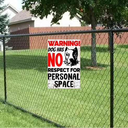 Beware Of Dog Signs For Fence Dog Has No Respect For Personal Space Tin Sign Dog Guard Warning Metal Signs Funny Security Sign Outdoor Decor Gifts...