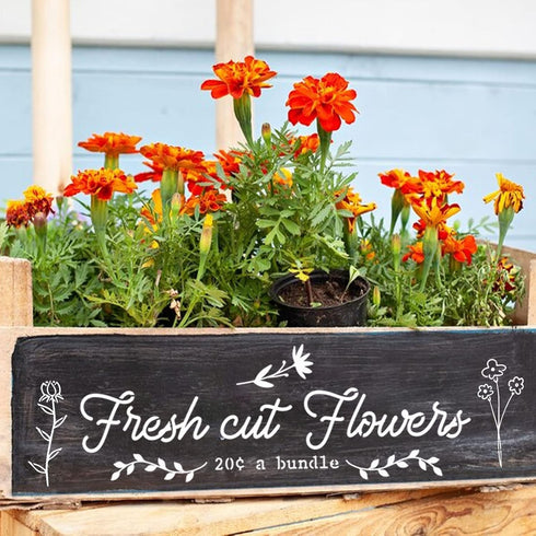 Flower Market Stencil for Crafts Spring Farmhouse Stencils for Painting on Wood Burning Wall, Large Garden Kitchen Embroidery Stencils Paint Art H...