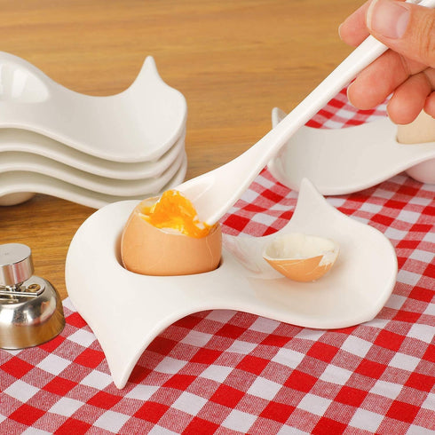 Egg Cups for Soft Boiled Eggs, Ceramic Egg Cup, Soft Boiled Egg Holder 6 + 1 Egg Topper Cutter for Decor/Breakfast/Brunch...