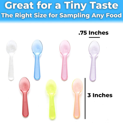 Extra Sturdy, BPA Free 100ct Plastic Tasting Spoons. Disposable Mini Tasters for Small Sampling or Individual Portions of Ice Cream, Sauces and Ap...