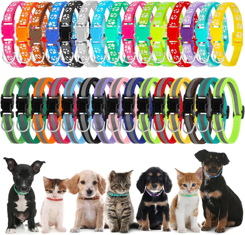 Puppy Collars-16 Pack Puppy Collars for Litter, Adjustable Puppy ID Collars Soft Nylon Whelping Collars for Newborn Litter Puppy Pets...