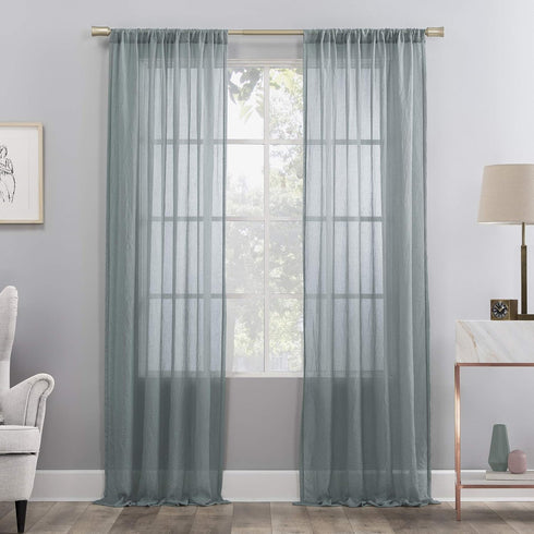 No. 918 Genevieve 2-pack 2-pack Linen Weave Sheer Semi-Sheer Grommet Curtain Panel Pair, 50" x 63", Harbor...