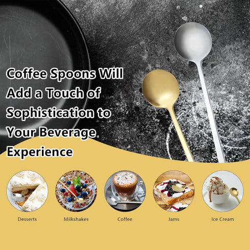 20 Pcs 6.8 Inches Coffee Spoons, Espresso Spoons, Stainless Steel Stirring Spoons with Long Handle, Cute Coffee Bar Accessories, Mini Gold Spoons ...