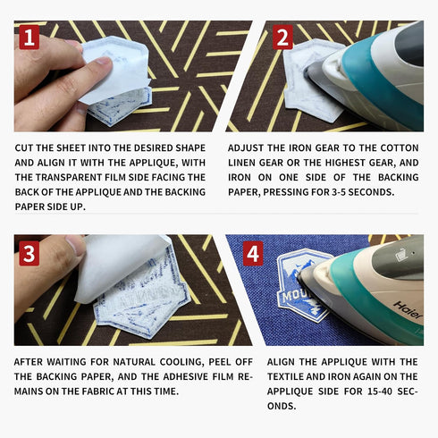 KEPAIBOS Double Sided Iron On Adhesive Sheets with Backing Easy-Iron Permanent Fusible Patch Fabric Glue A4 Size 20 PCS (Standard L)...