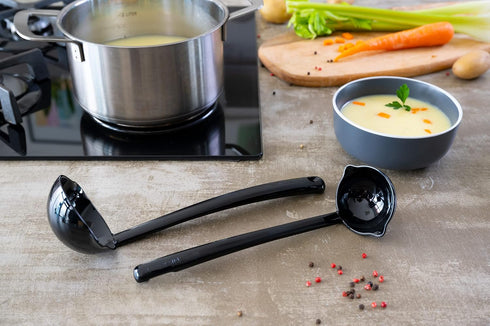 Soup and Sauce Ladle Set of 2 - Durable, Heat-Resistant Kitchen Utensils, Perfect for Serving & Cooking, Made in USA, Dishwasher Safe (Black)...