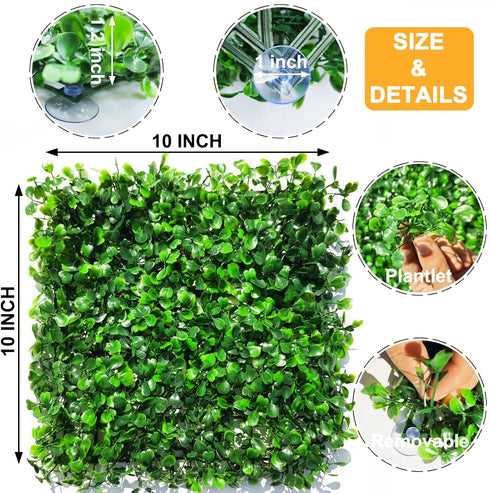 2 PCS Hermit Crab Climbing Toys Faux Grass Mat 10 x 10 Inch Fake Turf Hermit Crab Climbing Wall Square Plastic Aquarium Plants Lawn Hermit Crab Su...