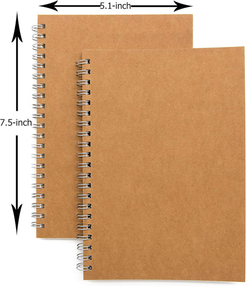 DSTELIN Blank Spiral Notebook, 9-Pack, Soft Cover, Sketch book, 100 Pages / 50 Sheets, 7.5 inch x 5.1 inch (Brown)...