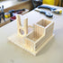 Mini Hot Glue Gun Holder with Glue Stick Organizer, 1 Hot Glue Gun Stand and 2 Storage Boxes, Wooden Hot Glue Gun Kit Storage Compartments, for DI...