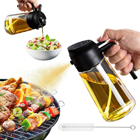 Oil Dispenser Bottle for Kitchen - 16oz / 470ml Olive Oil Bottle - 2 in 1 Olive Oil Dispenser & Oil Sprayer with Brush - Oil Sprayer for Cooking, ...