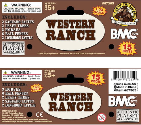 BMC CTS Rustic Western Ranch - 15pc Plastic Figure Playset Diorama Accessories...