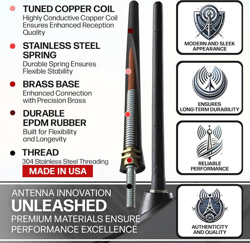 AntennaMastsRus - Short Rubber Antenna fits Toyota FJ Cruiser (2007-2015) - USA Stainless Steel Threading - The Original 6 3/4 Inch Accessories - ...