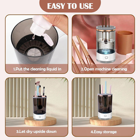 Electric Makeup Brush Cleaner Machine,Easy Premium Cosmetic Brush Cleaner Professional Automatic Spinning Make up Brush Cleaning Tool Cleanser Mac...