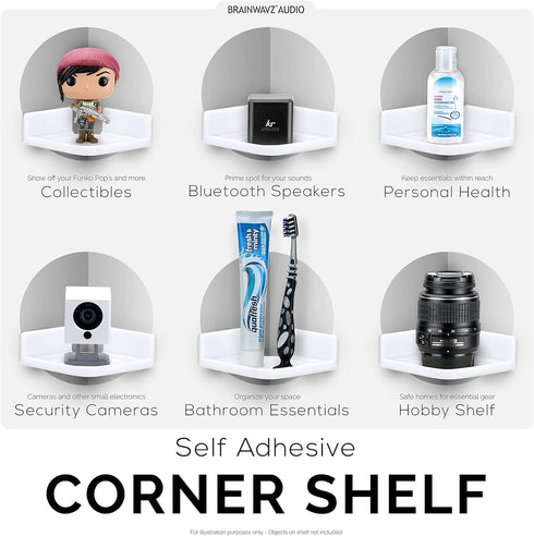 Mini Corner Shelf Mount for Security Cameras, Baby Monitors, Speakers, Plants & More, Universal Holder, Strong Adheasive, Easy to Install, No Mess...
