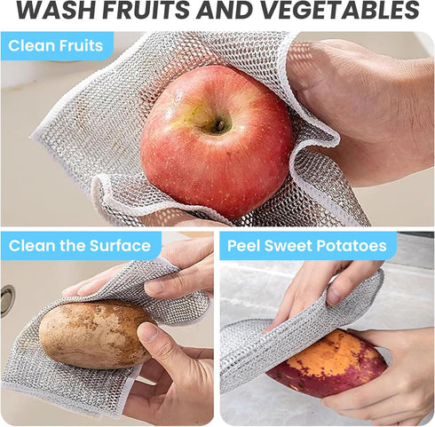 Wire Cleaning Cloths,Reusable Dishwashing Rag,Wire Dish Towels Scrubbing Pads for Kitchen, Sinks, Pots, Pans (10, Double Layer)...