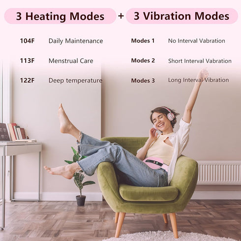 Portable Cordless Heating Pad, Heating Pad for Back Pain with 3 Heat Levels & 3 Vibration Massage Modes, Portable Electric Fast Heating Belly Wrap...