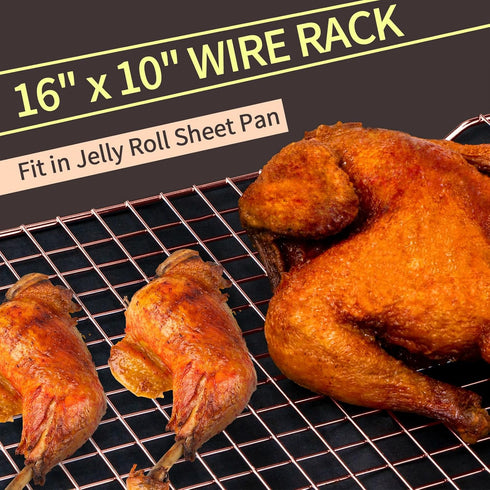 Briout Cooling Rack for Baking, 2-Pack 16x10 Inches Baking Rack, Thick Wire Cookie Rack for Cooking, Roasting, Grilling, Drying, Oven Safe, Fits H...