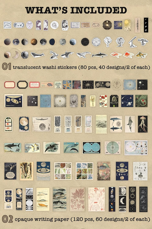 Knaid 200 Pieces Vintage Ephemera Pack Decoupage Paper Junk Journal Kit Scrapbook Planner Sticker Supplies for Art Journaling Bullet Journals Coll...