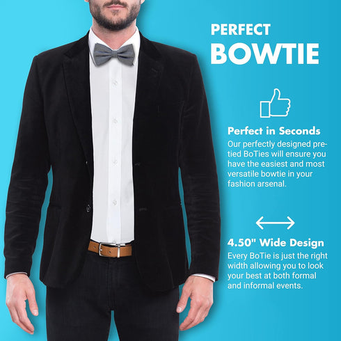 GoTie Men's Dotted Bowtie - Bow Ties Ready to Wear - Pretied Adjustable Ties for Short or Tall Men - The Navy Reflective...