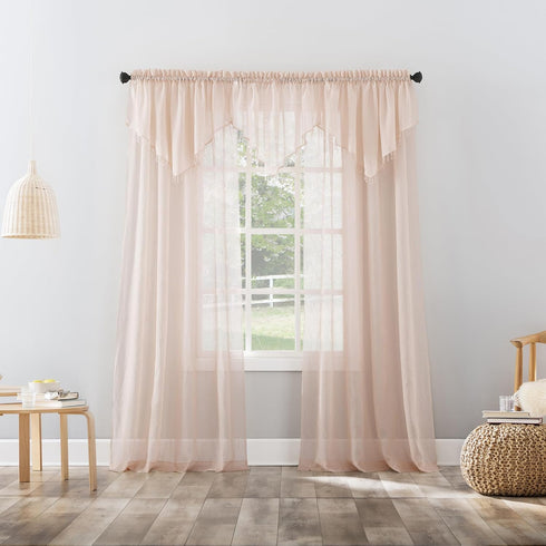 No. 918 Erica Crushed Sheer Voile Rod Pocket Curtain Panel, 51" x 84", Whisper Pink...