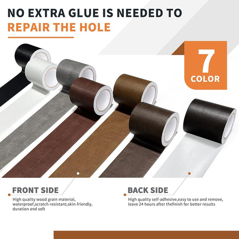 Azbour Leather Repair Tape Patch, 2.4''x15' Super Adhesive, Self-Adhesive Leather Patch for Restoration and Refurbishment of Sofas, Car Seats, Fur...