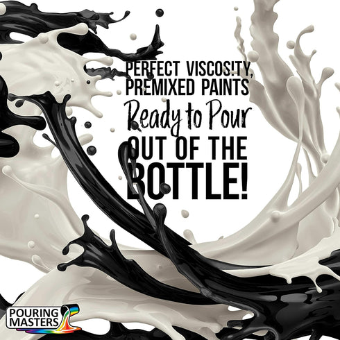 POURING MASTERS Jet Black Acrylic Ready to Pour Pouring Paint - Premium 8-Ounce Pre-Mixed Water-Based - for Canvas, Wood, Paper, Crafts, Tile, Roc...