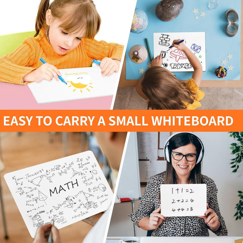 Small White Board Dry Erase, 2 PCS 9”x12” Small Dry Erase Board & 1 PCS 5”x7” Mini Whiteboard, Double-Sided Small Whiteboard Dry Erase, Portable M...
