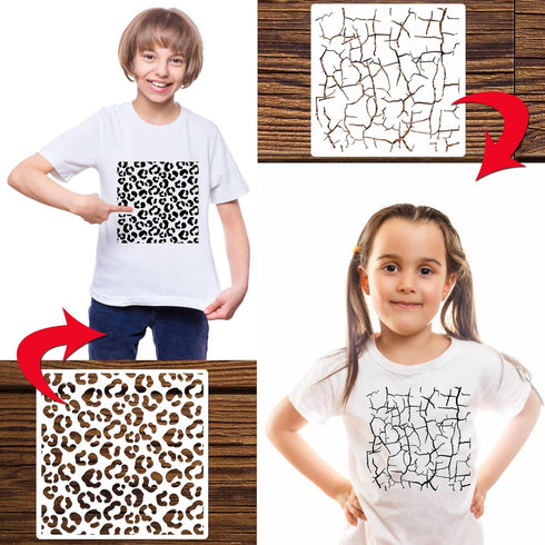 16 Pieces Leopard Print Stencil Zebra Wood Grain Texture Stencil Stone Tiger Print Brick Camouflage Crackle Marble Background Stencils Cheetah Ste...