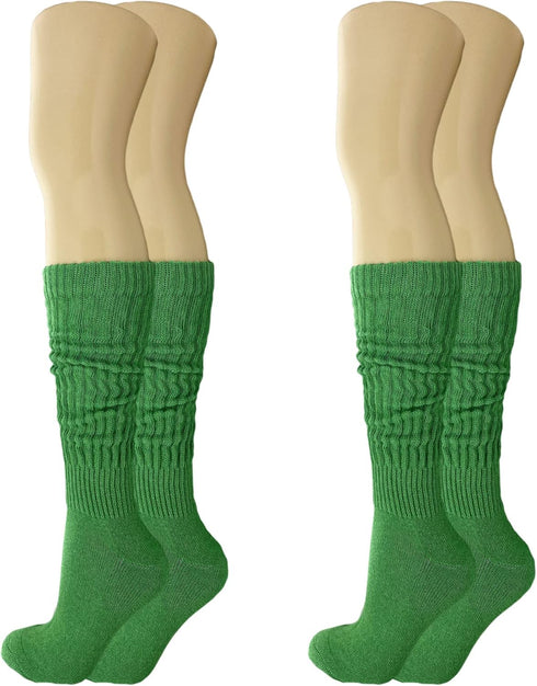 AWS/American Made 2 Pairs Cotton Slouch Socks Scrunch Knee High Socks Shoe Size 5-10...