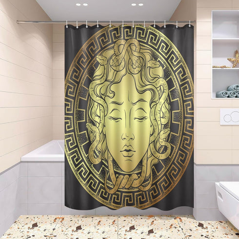 Tarity Black Shower Curtain Waterproof Fabric Shower Curtains for Bathroom with 12 Thicken Hooks Polyester Washable Shower Curtain Set 72X72in Lon...