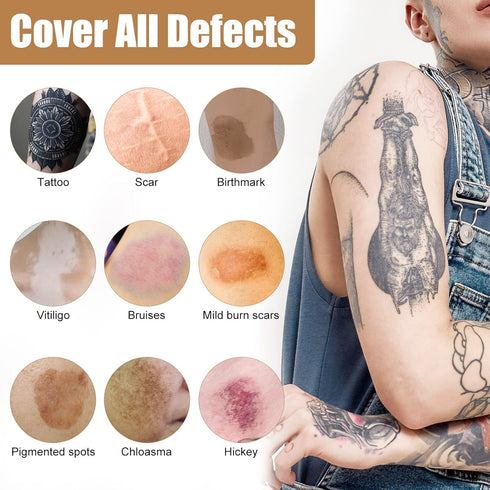 Tattoo Cover Up, 2 Colors Tattoo Cover Up Makeup Waterproof Concealer(2x30ml)...