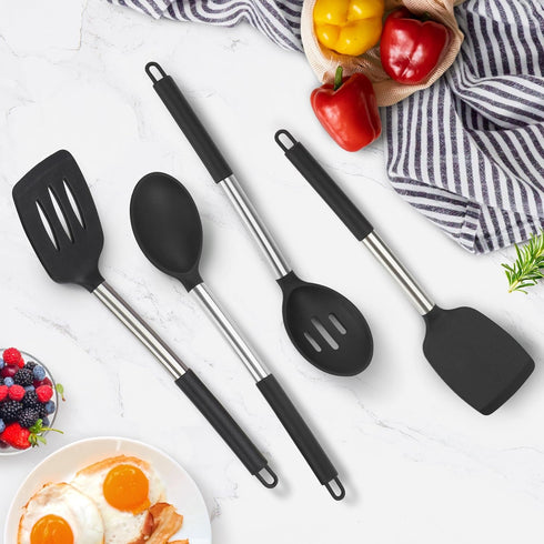 Kitchen Utensils Set of 4 Pack,Silicone Cooking Utensils Set for Nonstick Cookware,Perfect for Baking and Mixing,Spatula Set BPA Free,Dishwasher S...