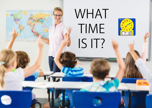 Large Dry Erase Magnetic Teaching Demonstration Clock, Kids Telling Time Learning Clock for Analog and Digital Time, Labelled Minute & Hour Hands,...