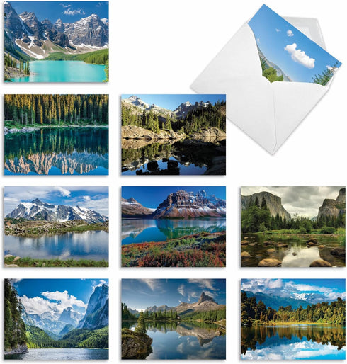 The Best Card Company 10 Assorted Landscape Thank You Notes Box Set 4 x 5.12 Inch with Envelopes (10 Designs, 1 Each) Reflections M1728TY...