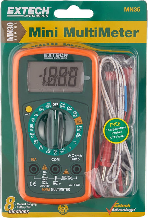 Extech - 645618 MN35 Digital Mini MultiMeter,Black...