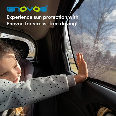 2-Pack Car Window Shades by Enovoe - 19 x 12 in Side Window Cover for SUVs, Sedans, and Trucks - Protects Baby from UV Rays and Glare - Cling Desi...