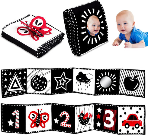 Black and White High Contrast Baby Toys - Newborn Toys 0 3 Months Brain Development - Soft Crinkle Books Tummy Time Toys - Infant Montessori Senso...