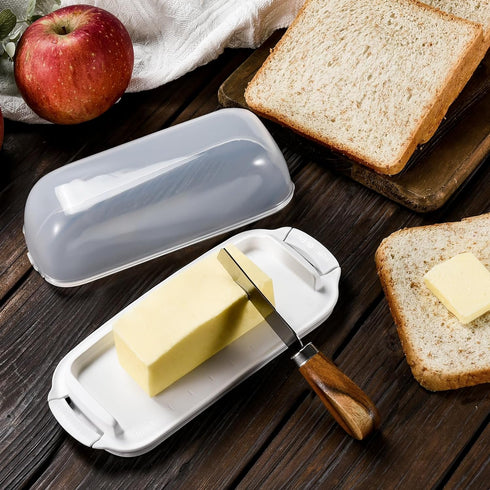Butter Dish with Lid, Airtight Butter Dish for Countertop and Refrigerator,Microwave/Dishwasher Safe, Plastic Butter Keeper Tray for West/ East Co...