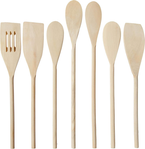 7 Piece Organic Wood Utensil Set, Spatula and Spoons | Eco-friendly Safe Kitchen Cooking Tools...