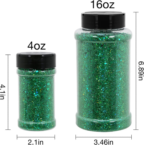 TORC 4 OZ Emerald Green Holographic Glitter 4 Ounce Mix Chunky Glitter Bulk for Resin Craft Cosmetic Art Festival Decoration St. Patrick's Day Dec...