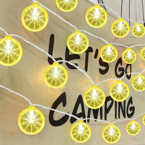 SUNSGNE Lemon LED Decorative String Lights Indoor, 8.5ft Outdoor Hanging String Lights with 10 LED Lemon, Plug in Warm White Fairy Light String fo...