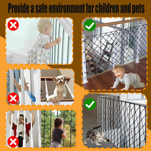 Safety Net for Balcony,Stair Rope Net,Safety Netting for Railings,Suitable for Children's Playgrounds, Stair, Railing, Indoor and Outdoor Decorati...