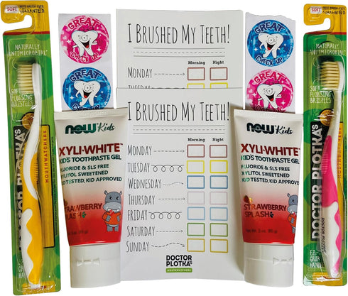 MOUTHWATCHERS Dr Plotkas Extra Soft Kids Toothbrush, Manual Flossing Toothbrushes Gift Set, Ultra Clean Toothbrush, 2 Childrens Toothbrushes...