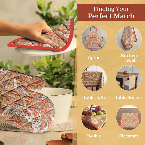 Maison d' Hermine Pot Holders Set 100% Cotton Heat Resistant Potholders 8" x 8" Hot Pads with Loop BBQ, Cooking, Baking, Grilling, Kitchen, Handli...