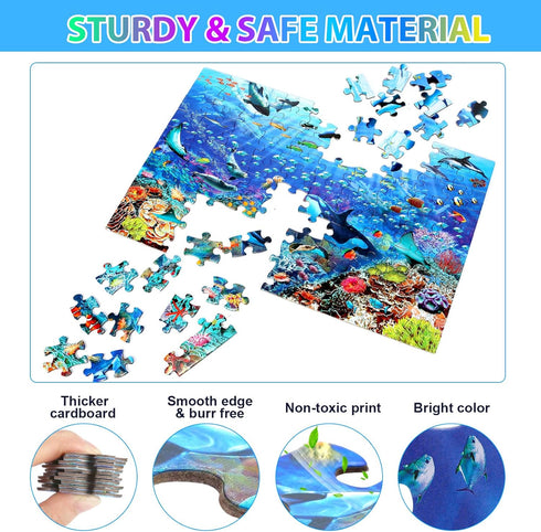 Puzzles for Kids Ages 4-8 6-8 8-10 Year Old - Underwater Scene - 100 Pieces Jigsaw Puzzle for Kids Learning Educational Puzzles for Boys Girls (wi...
