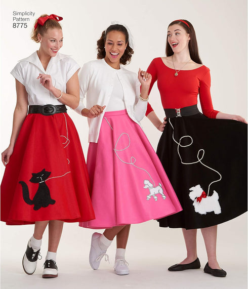 Simplicity 8775 Women's 1950's Vintage Rockabilly Poodle Skirt Sewing Pattern, Sizes 6-12...